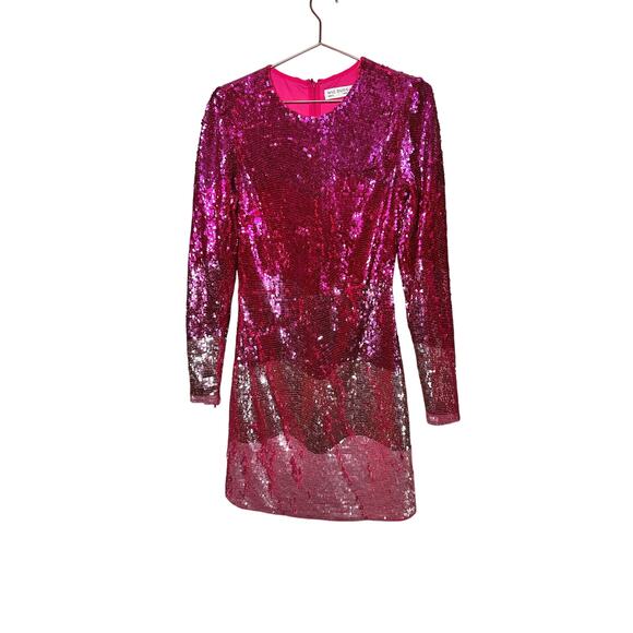 MAC DUGGAL 10029 Pink Ombre Sequin Long Sleeve Mini Dress Size Small NWT - Picture 6 of 16